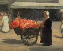 Картина "flower merchant in paris" художника "мартинез хавьер"