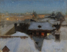 Репродукция картины "winter evening at s&#246;der, stockholm" художника "паули георг"