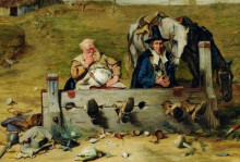 Репродукция картины "hudibras and ralpho in the stocks (from the poem by samuel butler)" художника "петти джон"