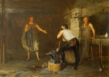 Копия картины "scene in the hal of the wynd&#39;s smithy (from &#39;the fair maid of perth&#39; by sir walter scott)" художника "петти джон"