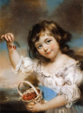 Копия картины "small girl presenting cherries" художника "рассэл джон"