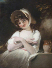 Картина "portrait of an unknown girl in a white dress" художника "рассэл джон"