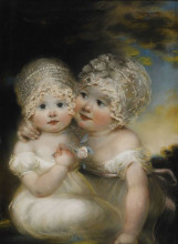 Картина "two small girls with bonnets" художника "рассэл джон"