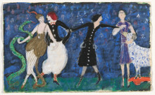 Картина "euridice and her snake, two tango dancers and st. francis. costume design for the artist&#39;s ballet &quot;orph&#233;e of the quat&#39;z arts&quot;" художника "стеттхеймер флорин"