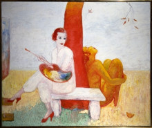 Копия картины "self-portrait with palette (painter and faun)" художника "стеттхеймер флорин"