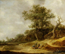 Копия картины "landscape with cottages on the dunes" художника "ван гоен жан"