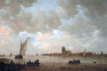 Репродукция картины "view of dordrecht with the grote kerk across the maas" художника "ван гоен жан"