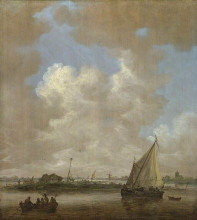 Копия картины "a river scene, with a hut on an island" художника "ван гоен жан"