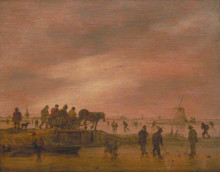 Копия картины "winter landscape with horse drawn sleigh" художника "ван гоен жан"
