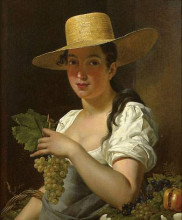 Картина "young woman with hat and grapes" художника "ван ханселари питер"