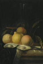 Репродукция картины "still-life with fruits &amp; oysters" художника "ван стрек джуриан"