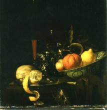 Картина "still-life: orange, lemon, and wine in a glass" художника "ван стрек джуриан"