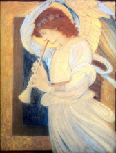 Копия картины "ангел, играющий на флажолете" художника "бёрн-джонс эдвард"