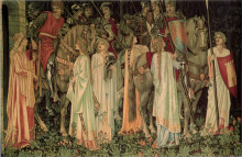 Репродукция картины "снаряжение и отъезд рыцарей" художника "бёрн-джонс эдвард"