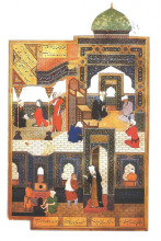 Картина "behzad beggar at a mosque" художника "бехзад кемаледдин"