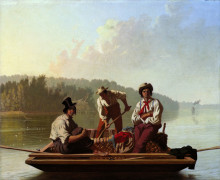 Копия картины "boatmen on the missouri" художника "бингем джордж калеб"