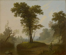 Копия картины "landscape with fisherman" художника "бингем джордж калеб"