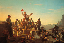 Копия картины "jolly flatboatmen in port" художника "бингем джордж калеб"