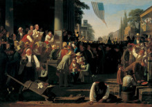 Репродукция картины "the verdict of the people" художника "бингем джордж калеб"