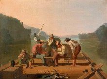 Картина "raftsmen playing cards" художника "бингем джордж калеб"