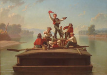 Репродукция картины "the jolly flatboatman" художника "бингем джордж калеб"