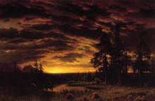 Репродукция картины "evening on the prarie" художника "бирштадт альберт"