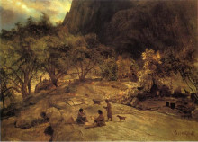 Картина "mariposa indian encampment, yosemite valley, california" художника "бирштадт альберт"