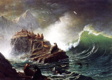 Репродукция картины "seals on the rocks, farallon islands" художника "бирштадт альберт"