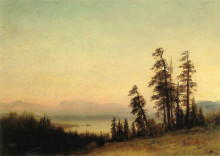 Копия картины "landscape with deer" художника "бирштадт альберт"