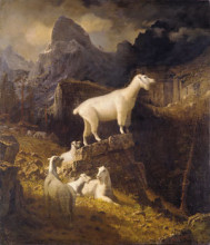 Репродукция картины "rocky mountain goats" художника "бирштадт альберт"