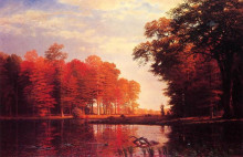 Репродукция картины "autumn woods" художника "бирштадт альберт"