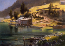 Репродукция картины "fishing and hunting camp, loring, alaska" художника "бирштадт альберт"