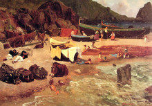 Репродукция картины "fishing boats at capri" художника "бирштадт альберт"