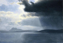 Картина "approaching thunderstorm on the hudson river" художника "бирштадт альберт"