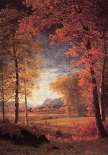 Репродукция картины "autumn in america, oneida county, new york" художника "бирштадт альберт"
