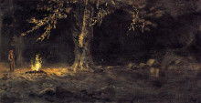 Репродукция картины "campfire, yosemite valley" художника "бирштадт альберт"