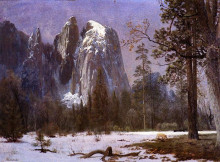 Репродукция картины "cathedral rocks, yosemite valley, winter" художника "бирштадт альберт"