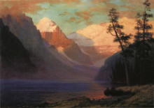 Репродукция картины "evening glow, lake louise" художника "бирштадт альберт"