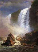 Репродукция картины "falls of niagara from below" художника "бирштадт альберт"