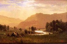 Репродукция картины "figures in a hudson river landscape" художника "бирштадт альберт"