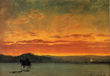 Репродукция картины "indian rider at sunset" художника "бирштадт альберт"
