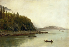 Копия картины "indians fishing" художника "бирштадт альберт"