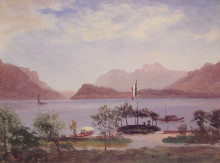 Картина "italian lake scene" художника "бирштадт альберт"