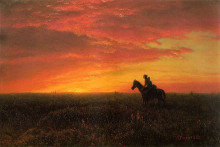Репродукция картины "on the plains, sunset" художника "бирштадт альберт"