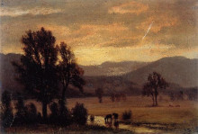 Репродукция картины "landscape with cattle" художника "бирштадт альберт"