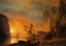 Репродукция картины "sunset in the rockies" художника "бирштадт альберт"
