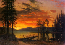 Копия картины "sunset over the river" художника "бирштадт альберт"