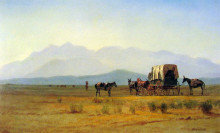Репродукция картины "surveyors wagon in the rockies" художника "бирштадт альберт"