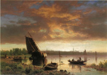 Репродукция картины "harbor scene" художника "бирштадт альберт"
