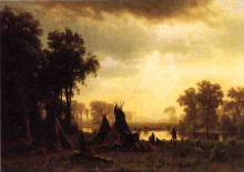 Репродукция картины "an indian encampment" художника "бирштадт альберт"
